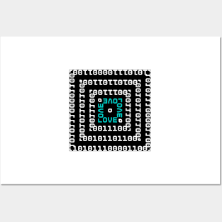 Black on white binary code Posters and Art